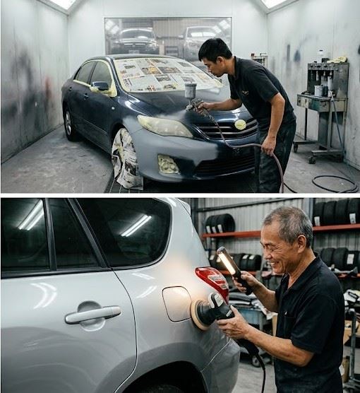 高品質汽車烤漆表面光澤與耐用性提升示意