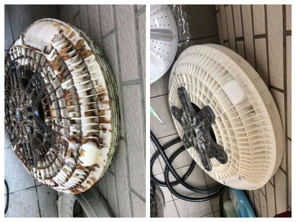台中清洗洗衣機案例-洗衣桶底對照